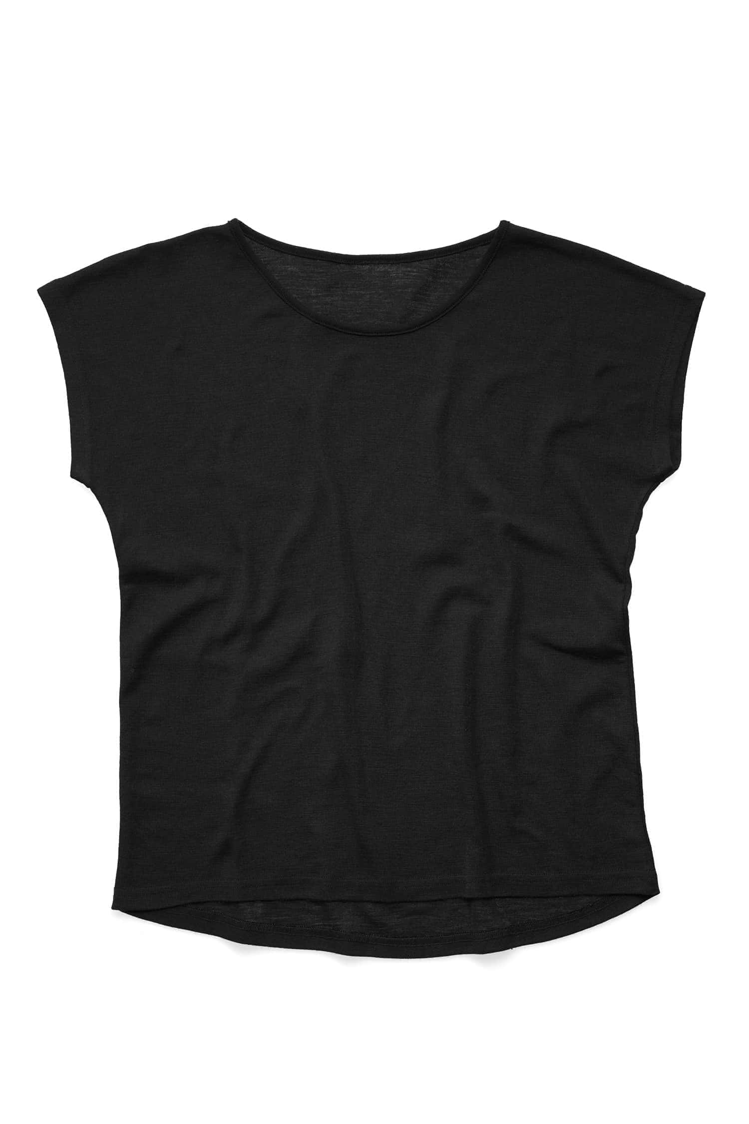 Schwarzes Oversize-Shirt aus Bio-Wolle und Seide mit GOTS Zertifizierung, Freisteller