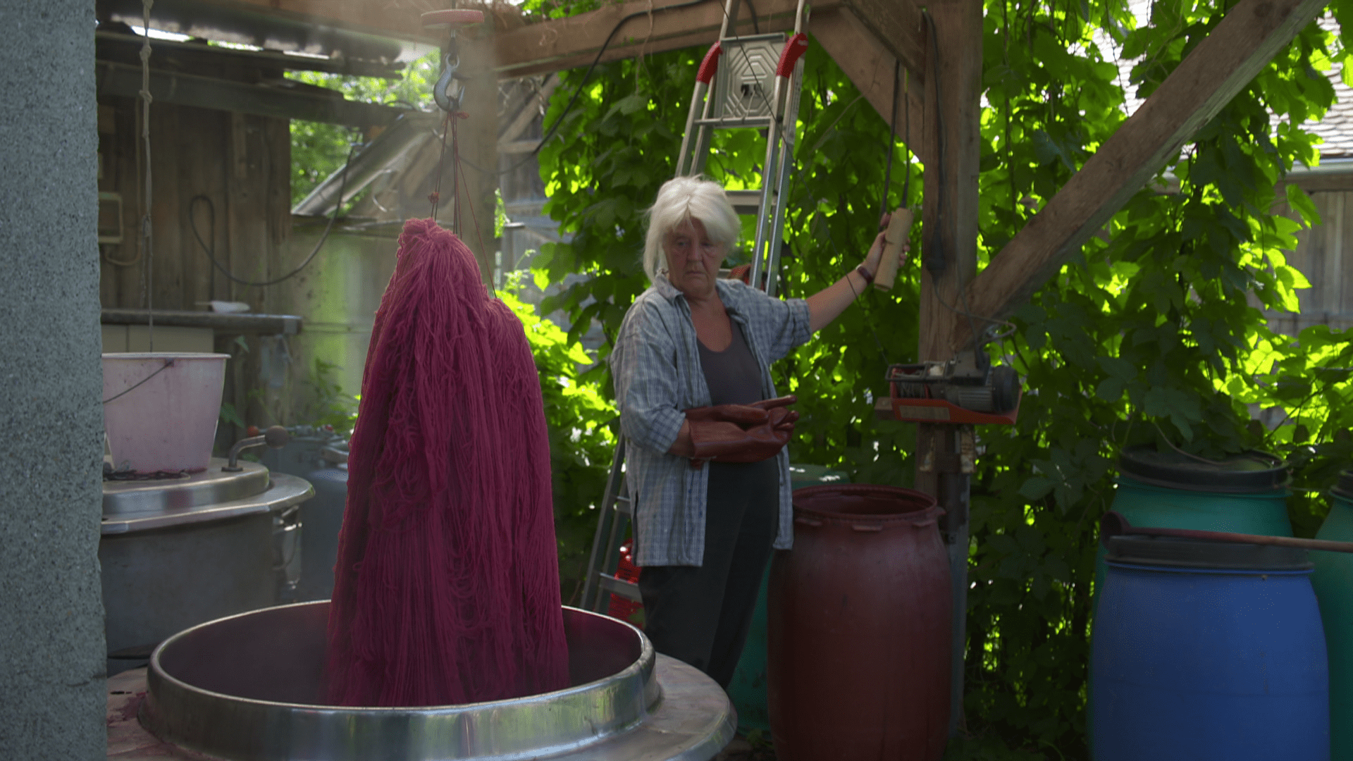 Finkhöflerin färbt Wolle