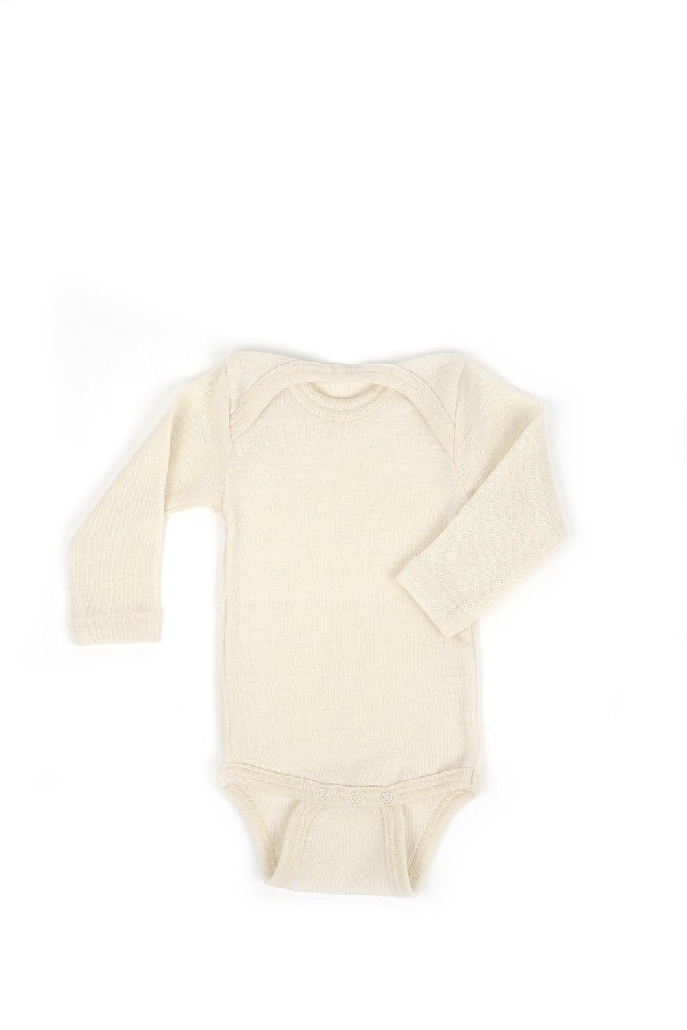naturweißer Woll Body langarm aus bio Wolle (kbT), Freisteller
