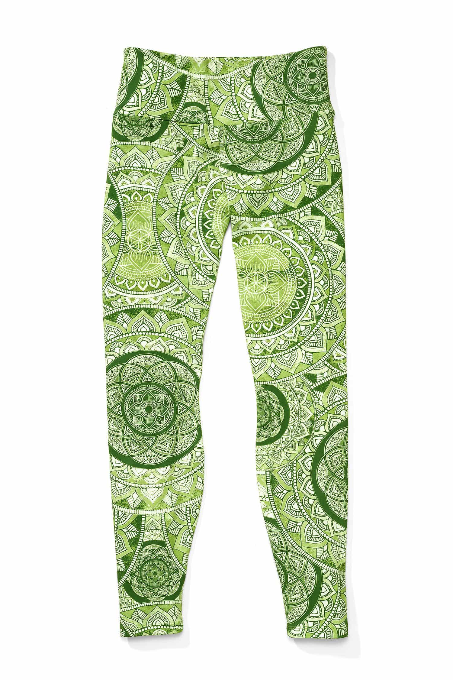 grün gemusterte Yoga Leggings aus bio Baumwolle (kbA) und Elasthan, Freisteller