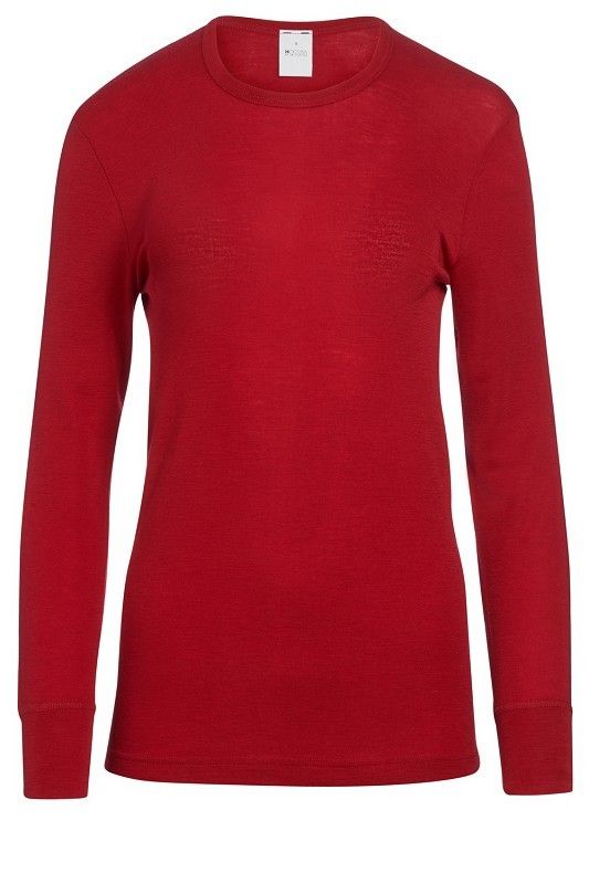 rotes langärmeliges Wollhemd aus bio Wolle (kbT), Freisteller von vorne Damen