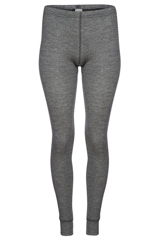 graue lange Unterhosen aus bio Baumwolle (kbA), bio Wolle (kbT) und Seide, Freisteller von vorne Damen