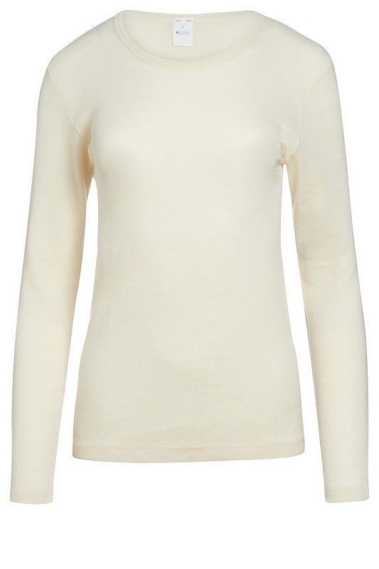 naturweißes langärmeliges Wollhemd aus bio Wolle (kbT), Freisteller von vorne Damen