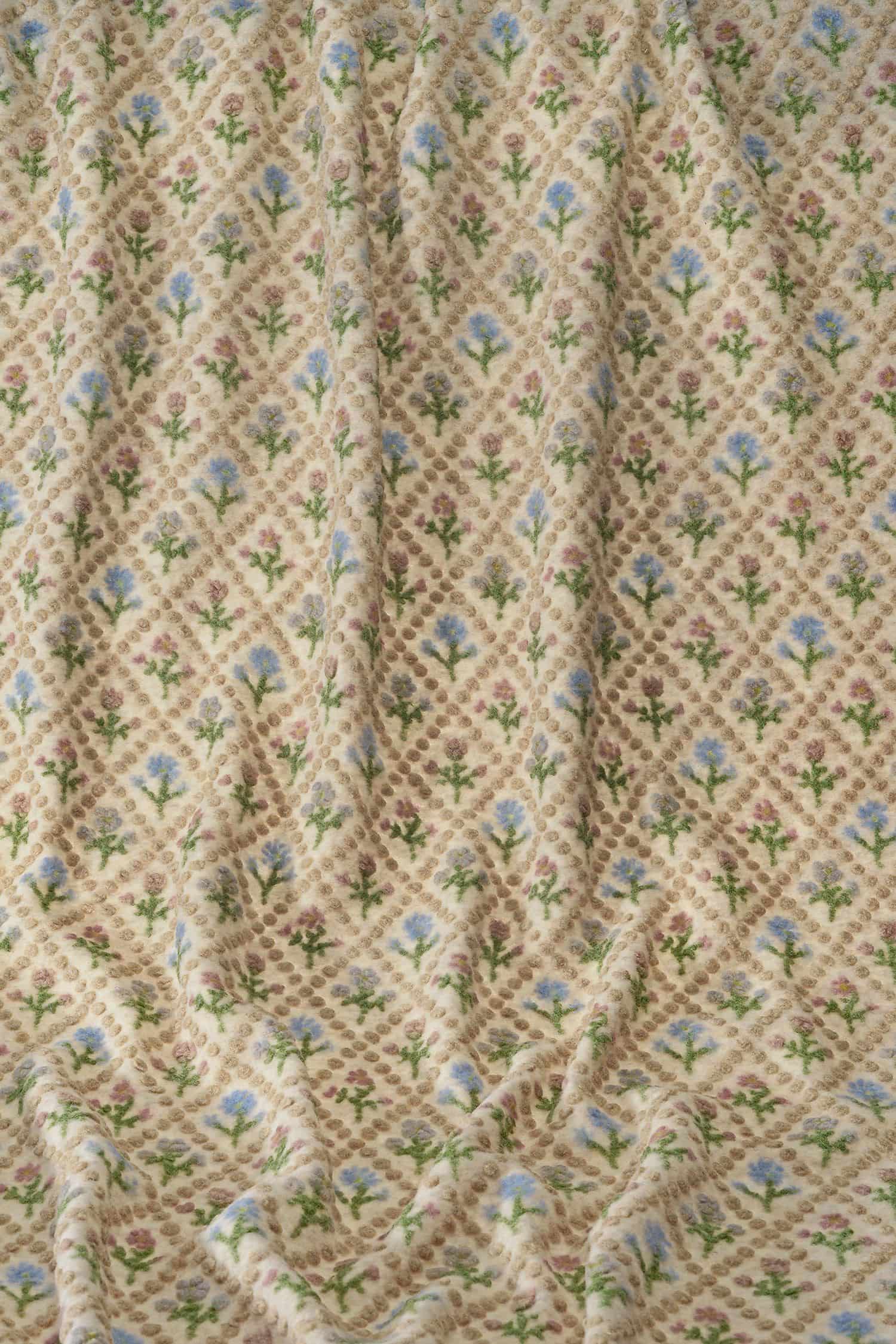 Musterwalk Alpenblume Walkstoff mit Muster ,,Alpenblume" in gelb, braun und blau aus Wolle und bio Baumwolle (kbA)