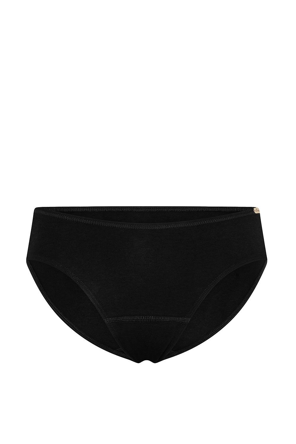 schwarzer Damenslip aus bio Baumwolle(kbA) und Elasthan, Freisteller von vorne