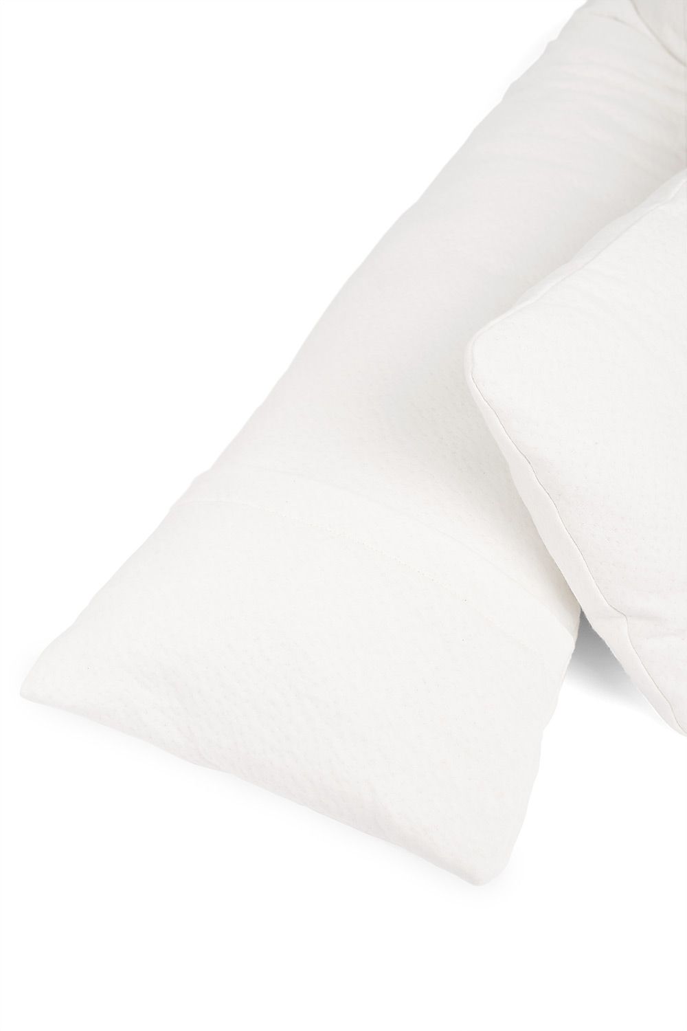 Detailbilder vom Finkhof Seitenschläferkissen aus bio Wolle (kbT) und bio Baumwolle (kbA)