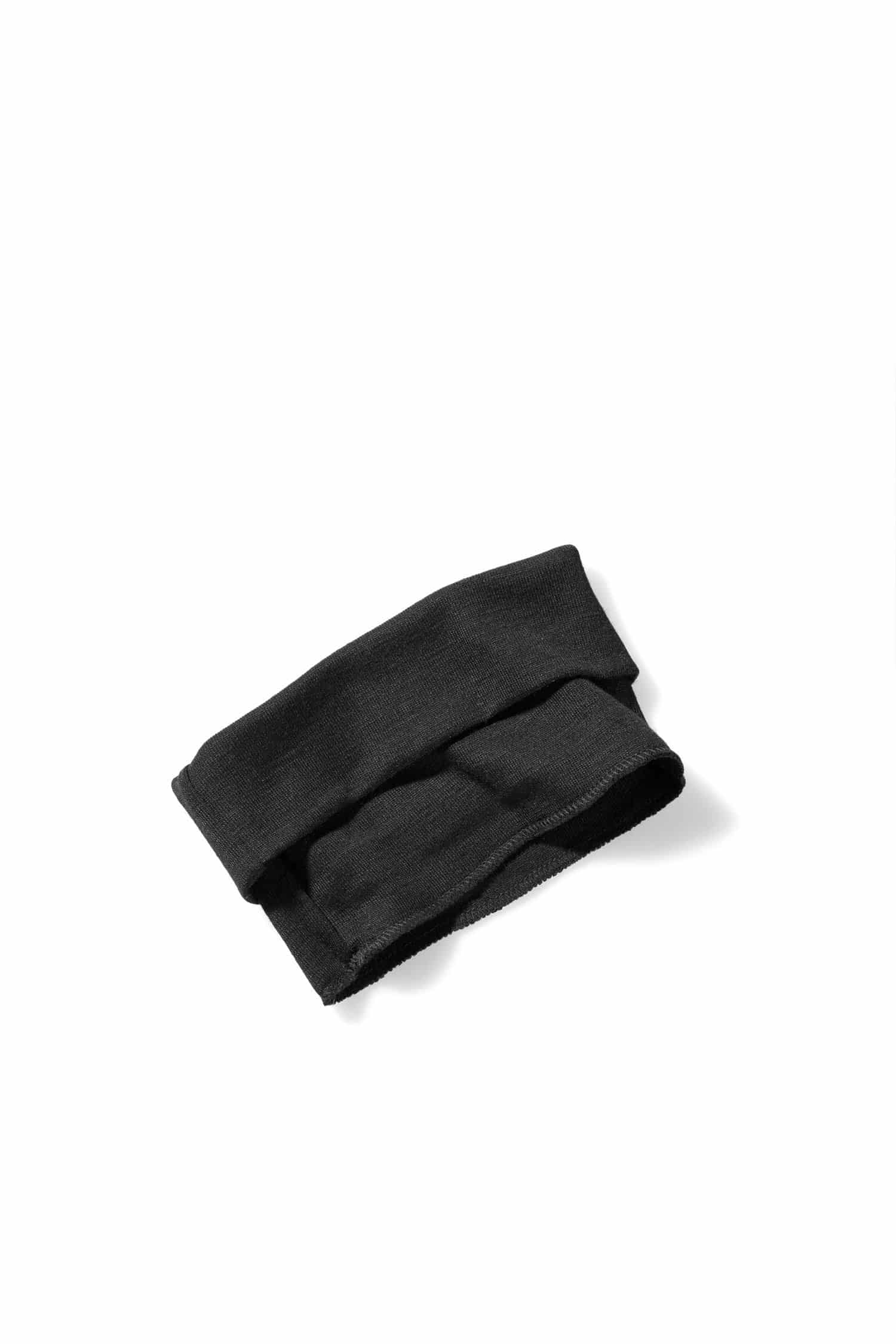 schwarzes Stirnband aus bio Wolle (kbT) und Seide, Freisteller