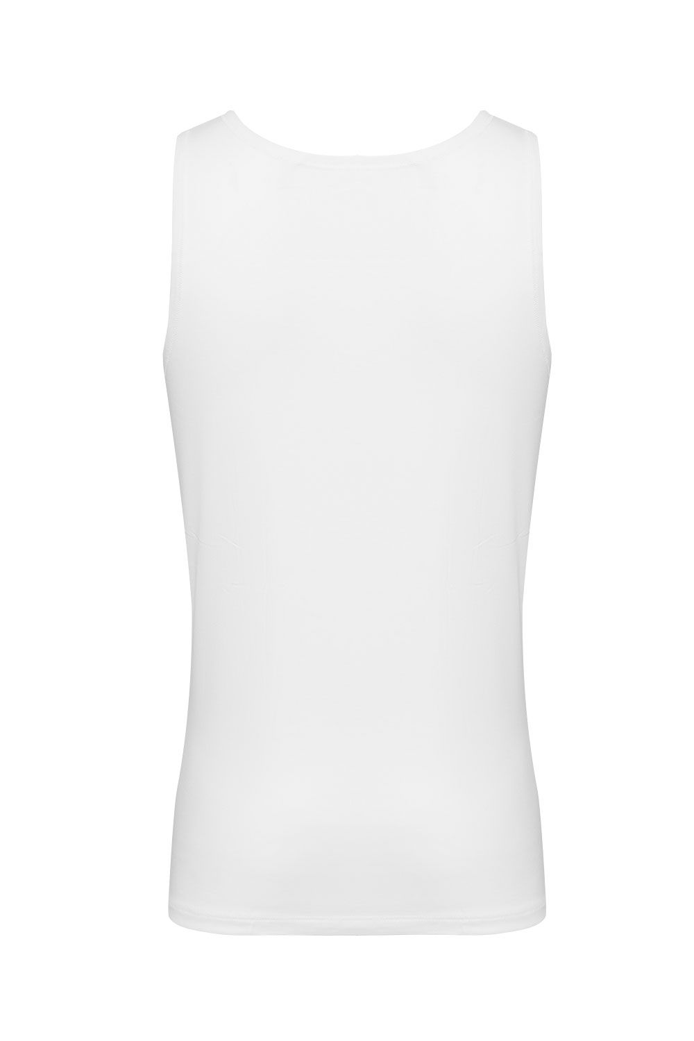 weißes Unterhemd für Herren aus bio Baumwolle (kbA) und Elasthan, Freisteller von hinten