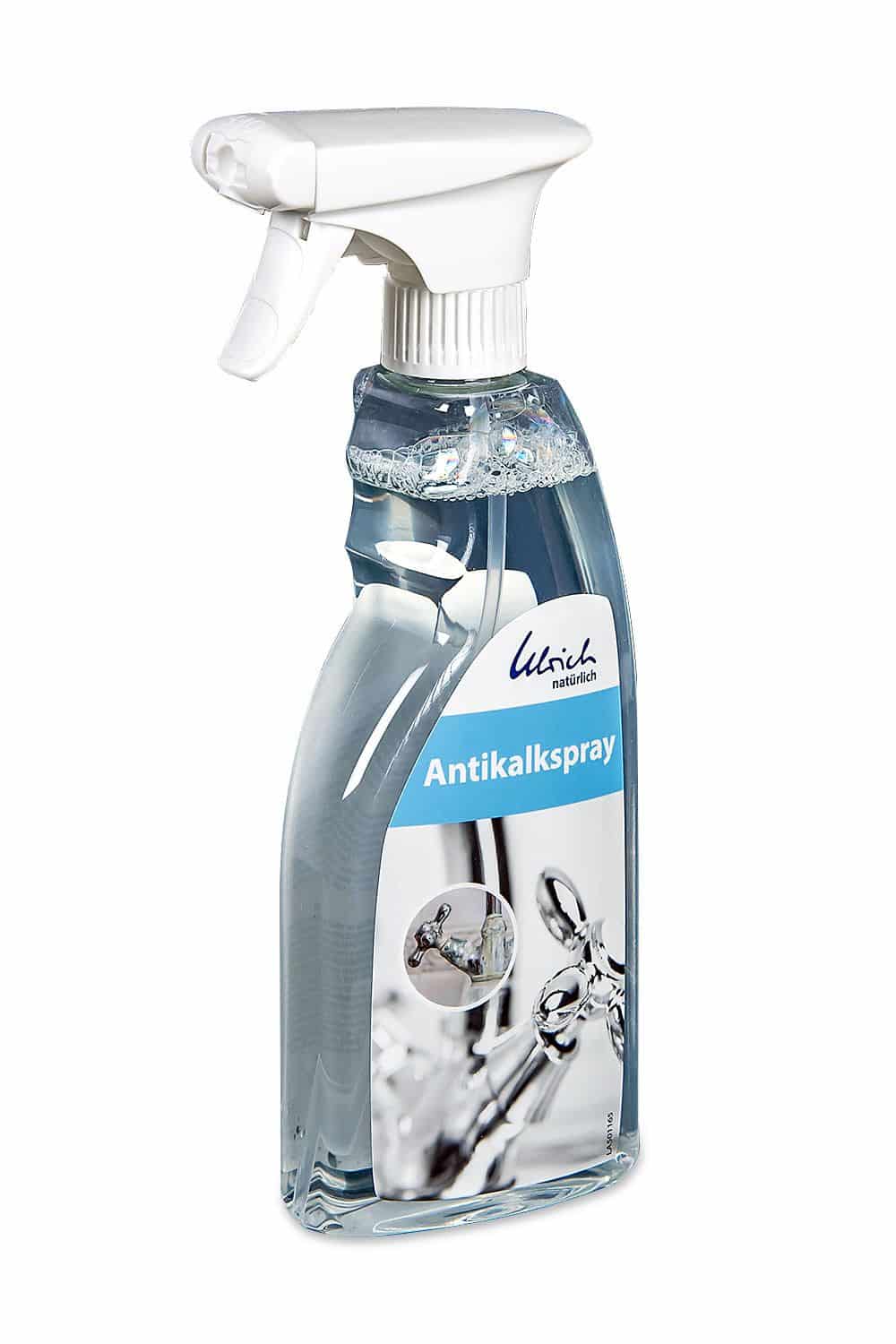 Antikalkspray in 500ml Sprühflasche aus Kokosöl, Milchsäure und Alkohol, Freisteller von Seite