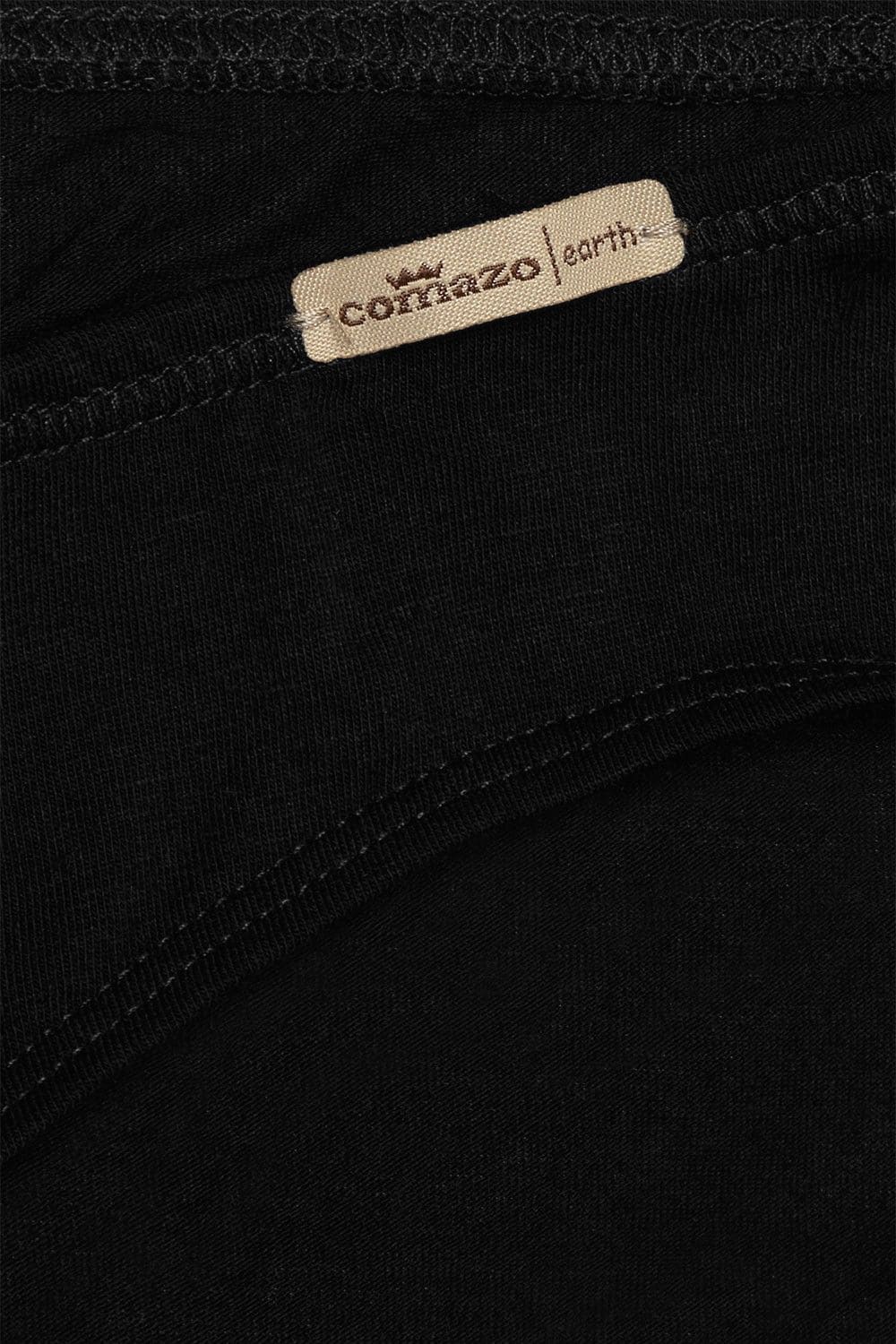 Frontansicht von Model mit marineblaumeliertem Top und Slip aus bio Baumwolle (kbA) und Elasthan