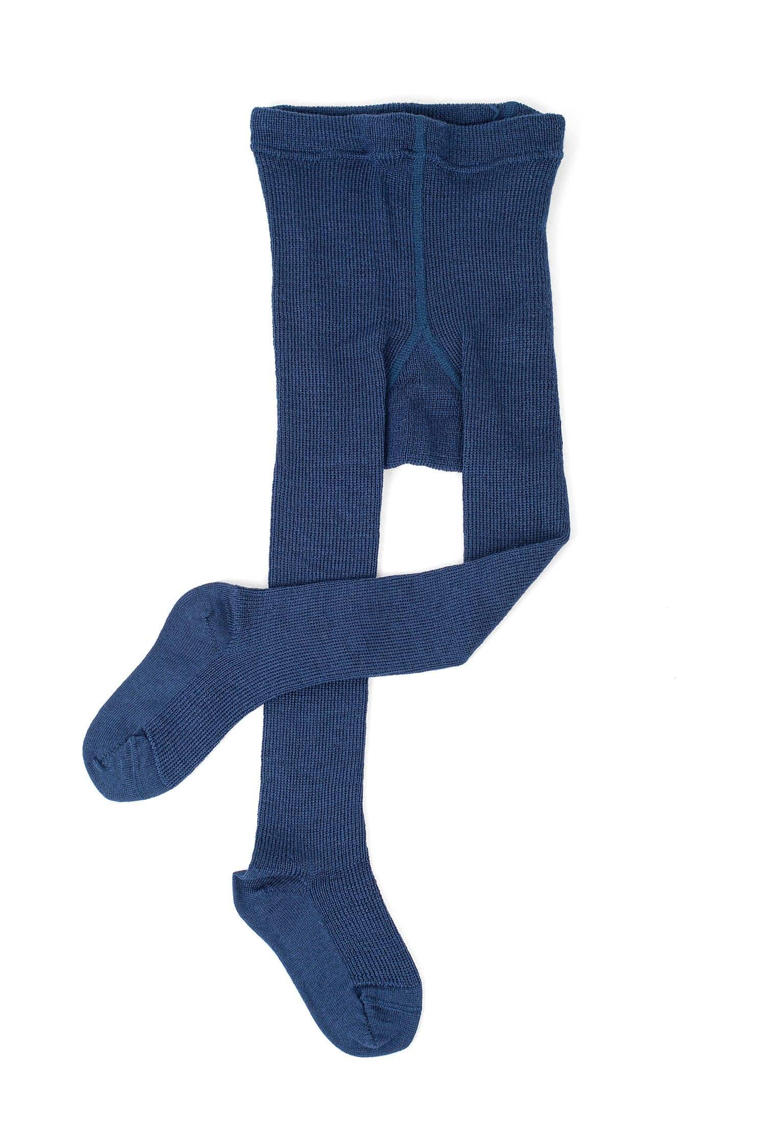 marineblaue Wollstrumpfhose aus bio Wolle (kbT), Freisteller von vorne