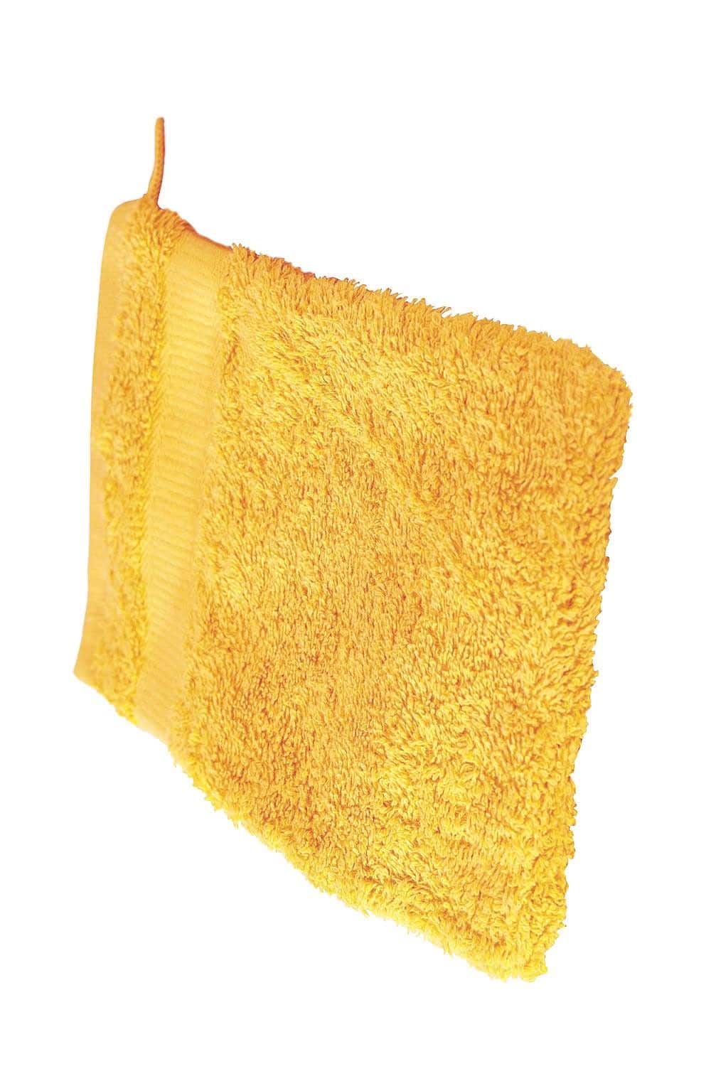 gelber Waschhandschuh aus bio Baumwolle (kbA), Freisteller