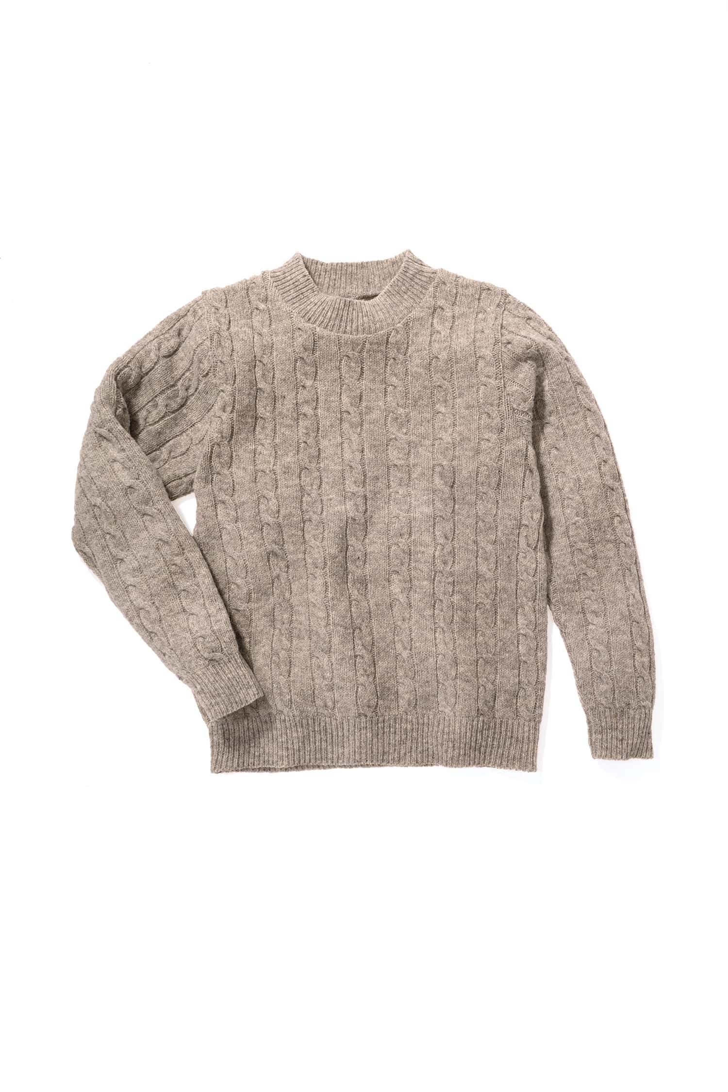 Finkhof-Zopfmuster-Wollpullover unisex grau Gr. L aus reiner Bio-Schurwolle