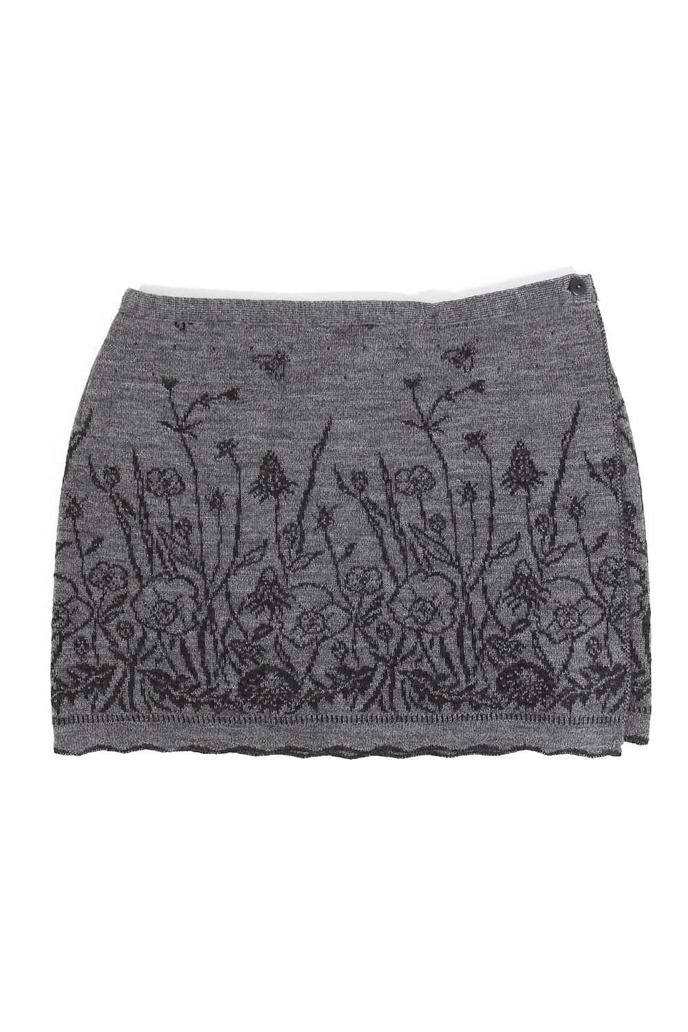 grauer Cacheur mit floralem Muster aus bio Wolle (kbT), Freisteller