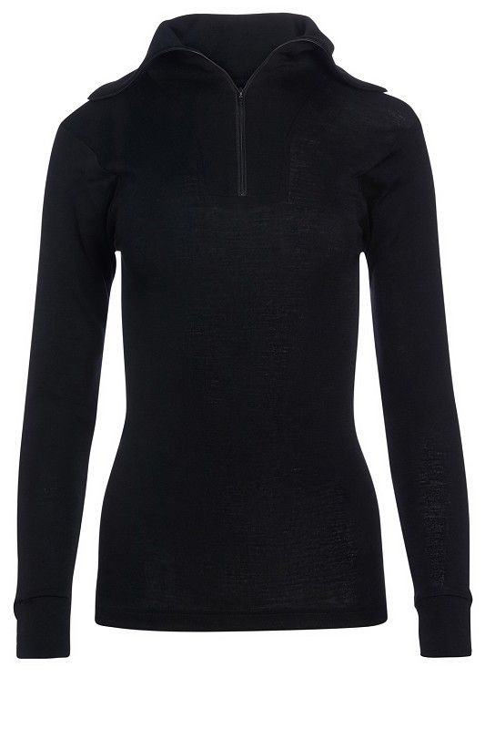 schwarzer Sportrolli aus bio Wolle (kbT) und Seide mit Reißverschluss für Frauen, Freisteller