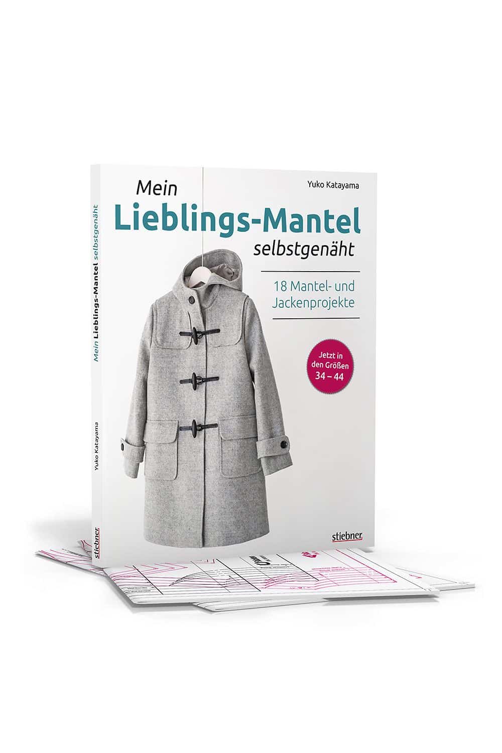Buch ,,Mein Lieblingsmantel selbstgenäht" von Yuko Katayama auf Schnittmuster mit weißem Hintergrund
