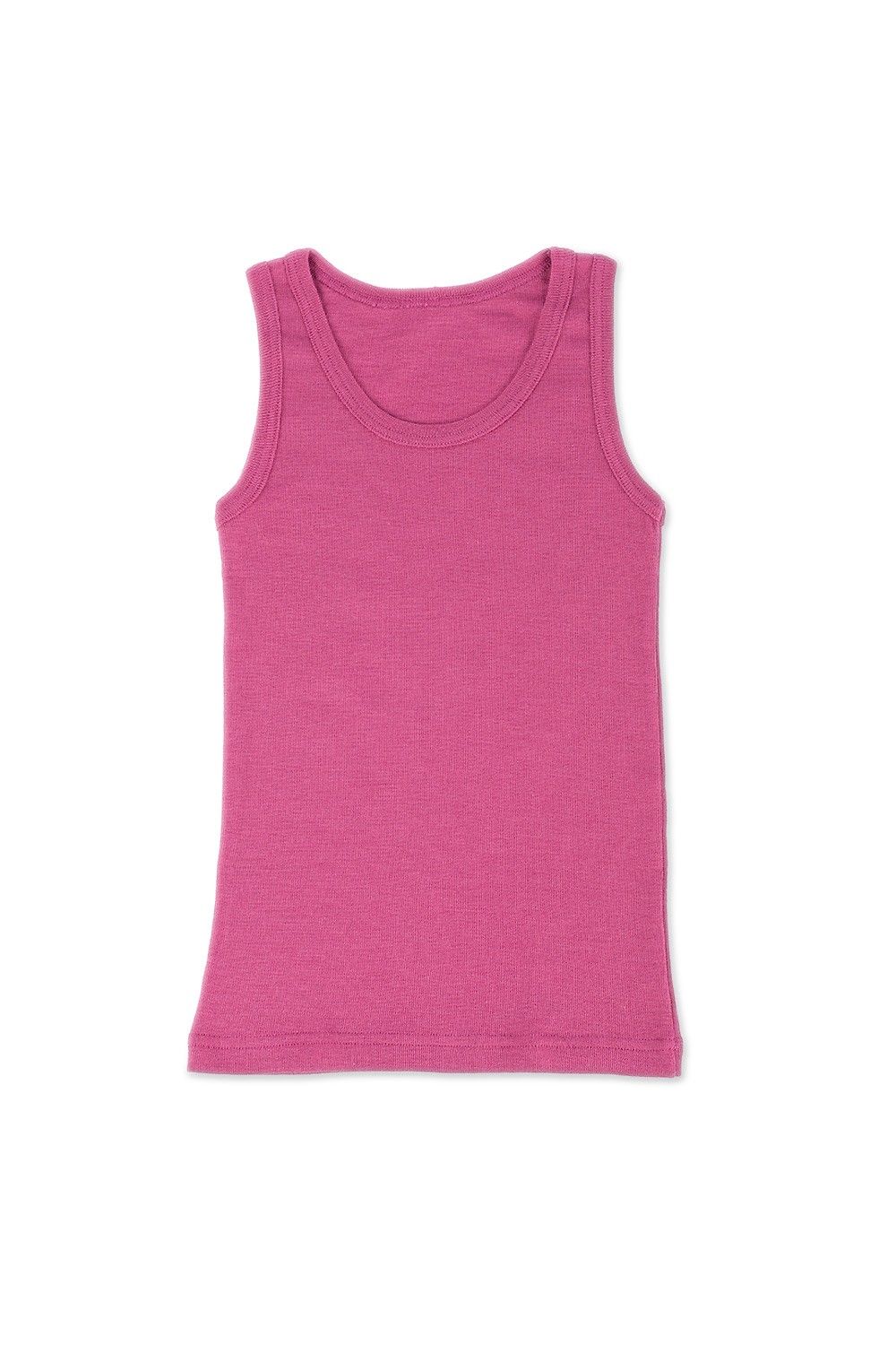 fuchsiafarbenes Trägerhemd für Kinder aus bio Wolle (kbT) und Seide, Freisteller