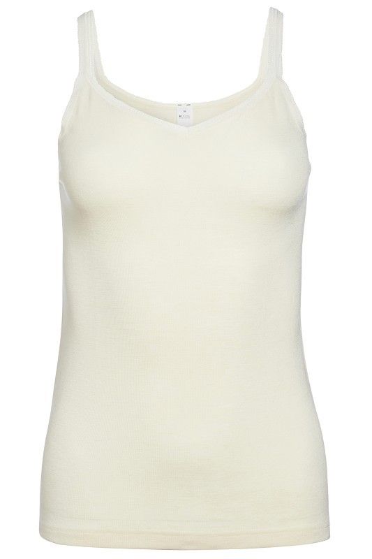 naturweißes Spitzenträgerhemd aus bio Wolle (kbT) und Seide, Freisteller