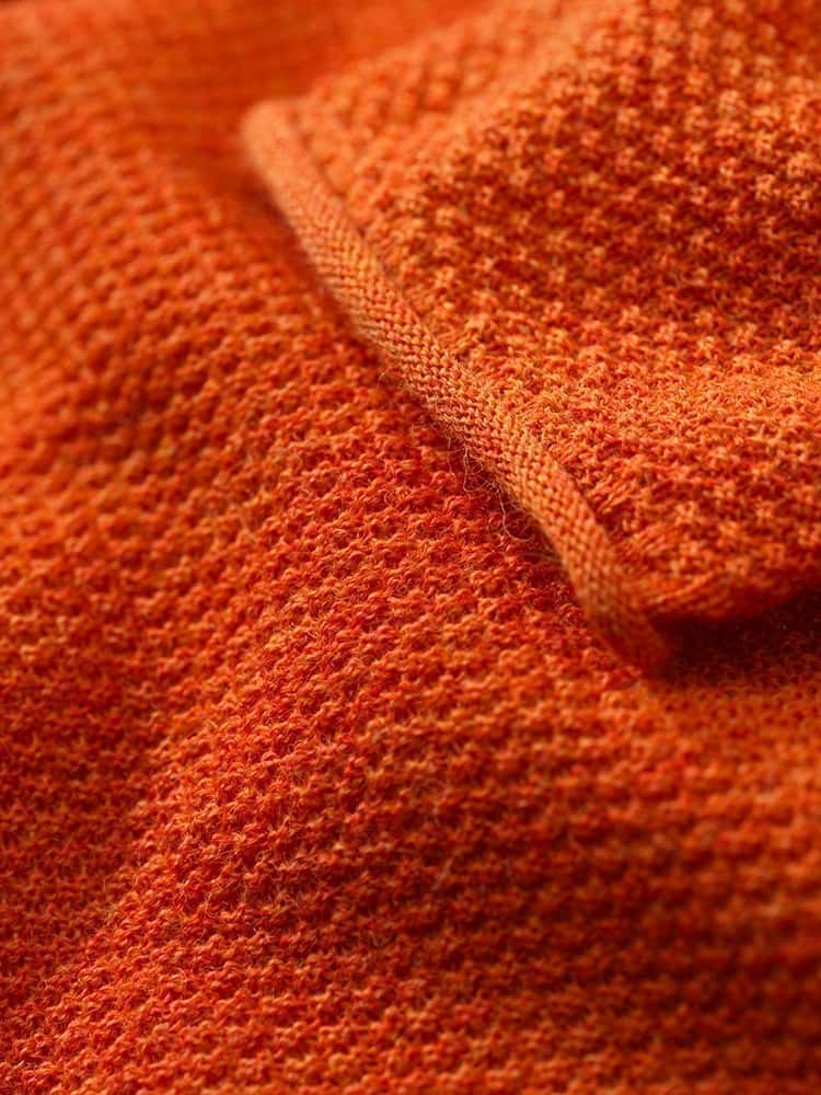 Bio Wollshirt Perle orangemeliert Detailansicht