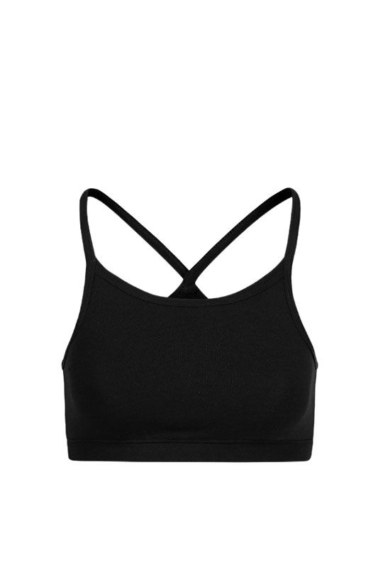 schwarzes Bustier aus bio Baumwolle (kbA) und Elasthan, Freisteller von vorne