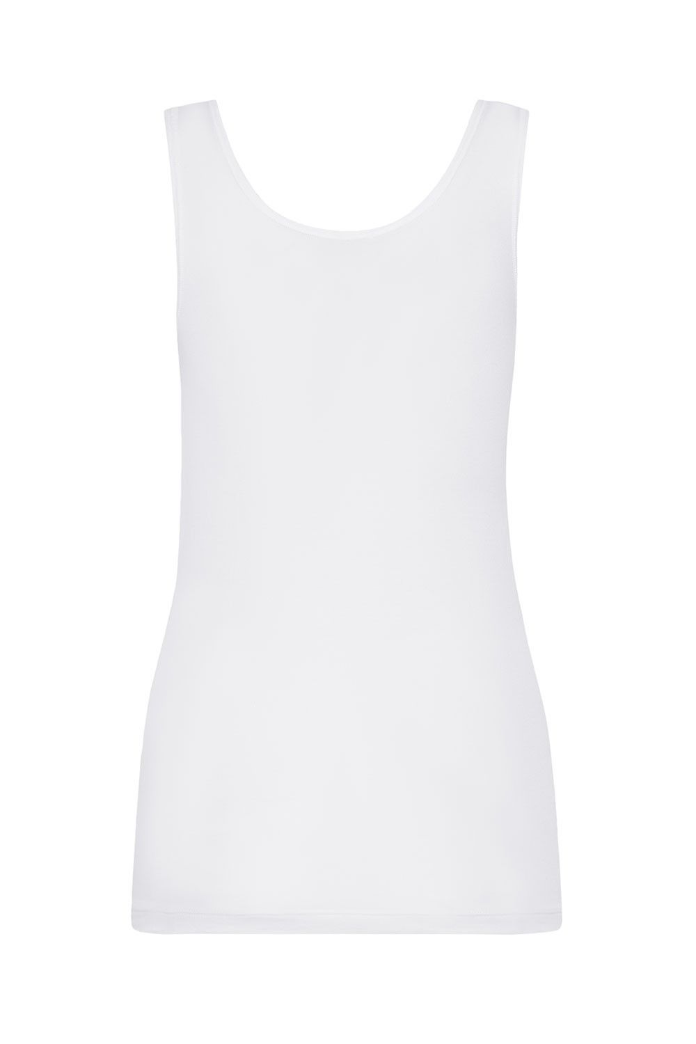 weißes Unterhemd mit breiten Trägern aus bio Baumwolle (kbA) und Seide, Freisteller von hinten