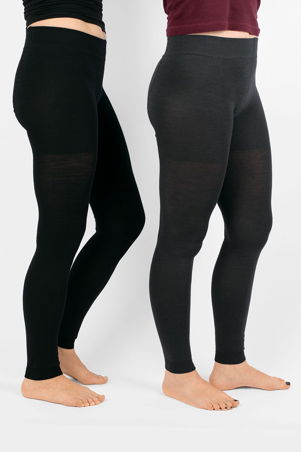 Warme Leggings Warme Finkhof Strumpfhose aus bio Wolle (kbT), Baumwolle (kbA) und Elasthan von Models stehend getragen