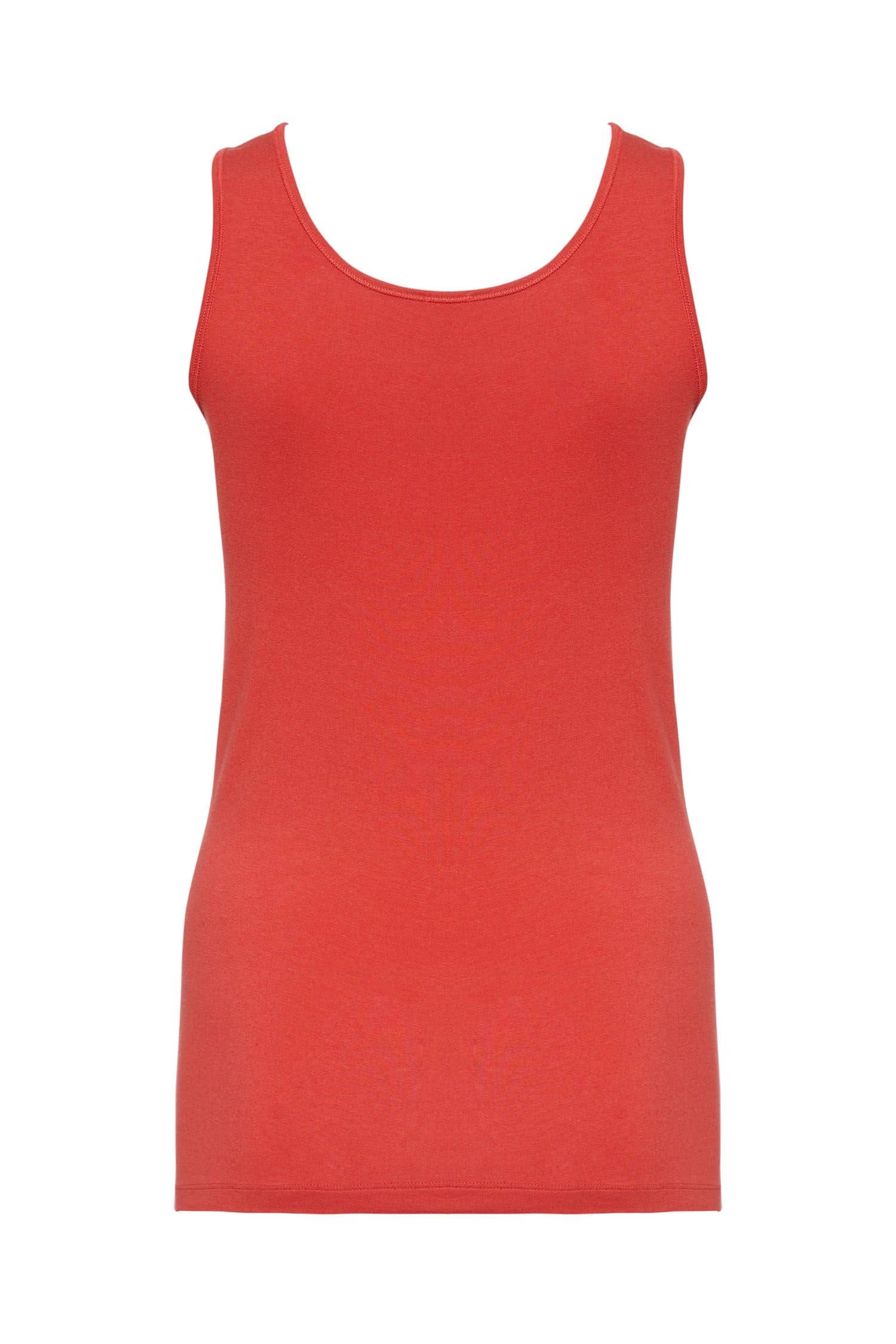korallrotes Unterhemd mit breiten Trägern aus  bio Baumwolle (kbA) und Elasthan, Freisteller