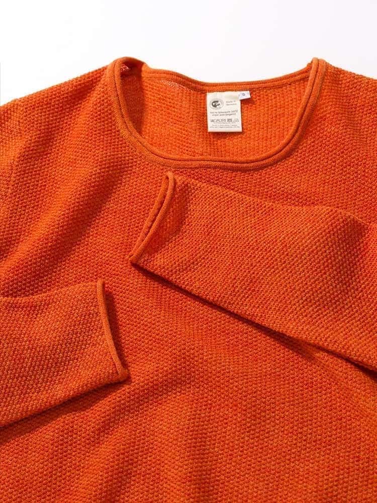 Bio Wollshirt Perle orangemeliert Detailansicht