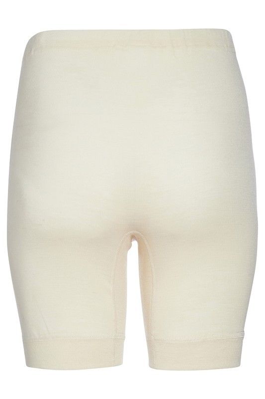naturweiße Radlerhose aus bio Wolle (kbT) und Seide, Freisteller von hinten