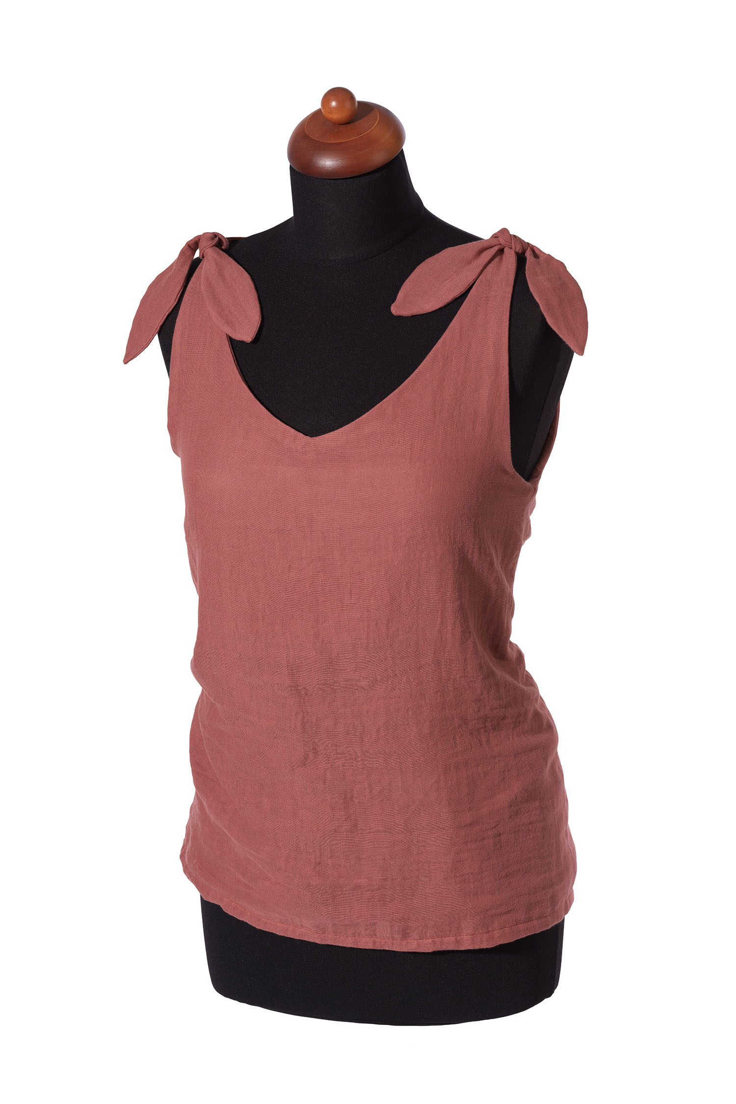 Top an Schneiderpuppe aus altrosafarbenem Baumwollmusselin aus bio Baumwolle (kbA) vom Finkhof