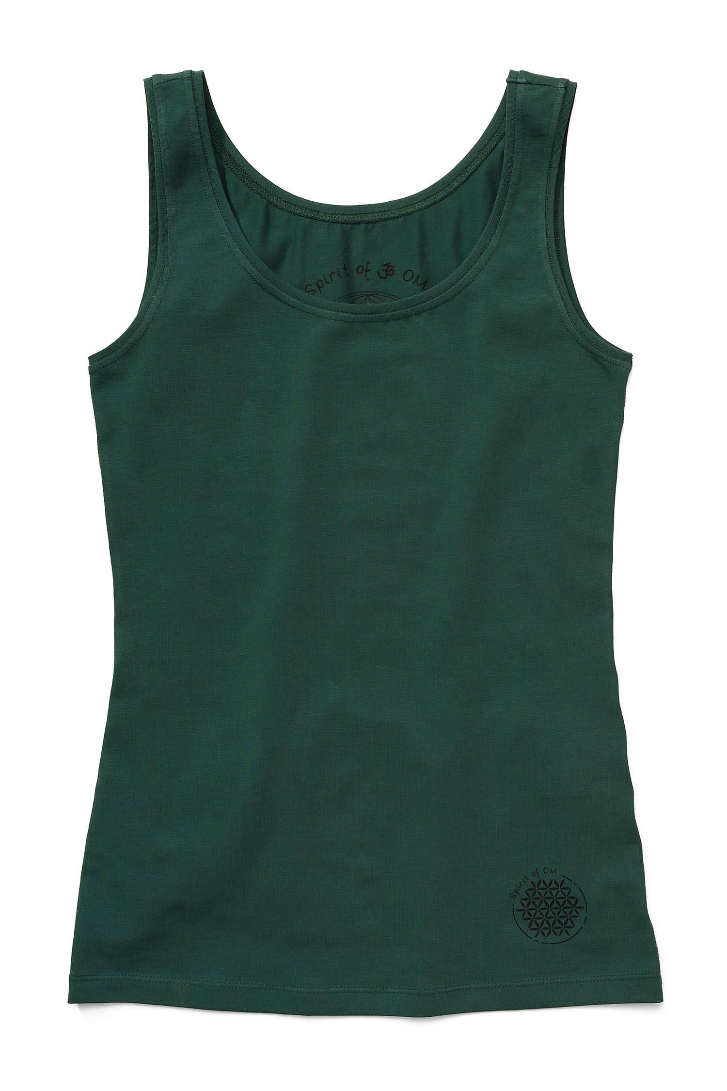 waldgrünes Yoga Top aus bio Baumwolle (kbA) und Elasthan, Freisteller