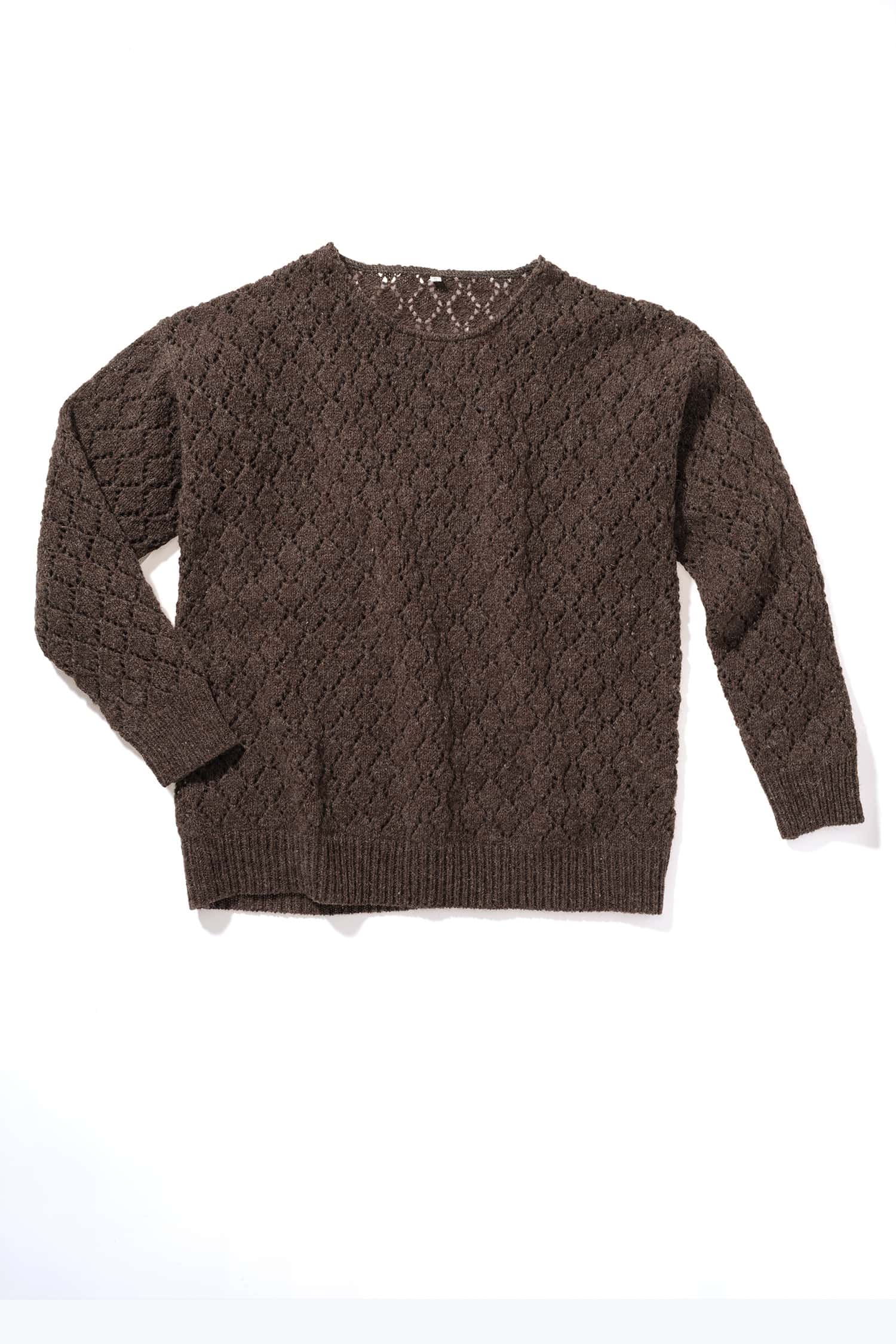 Finkhof-Ajour-Damen-Strickpullover ungefärbt aus reiner Bio-Schurwolle