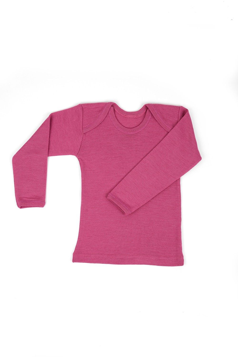 fuchsiafarbenes Wolle Seide Langarmshirt aus bio Wolle (kbT), Freisteller