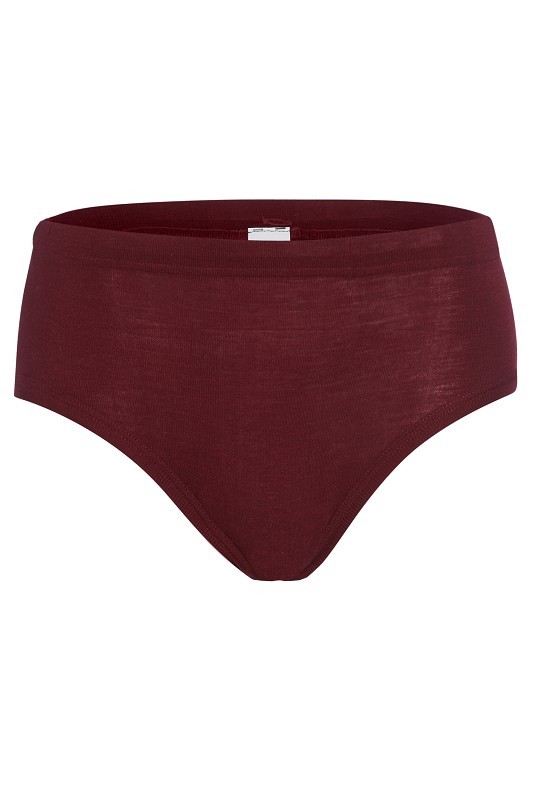 bordeauxroter Slip aus bio Wolle (kbT) und Seide, Freisteller von vorne