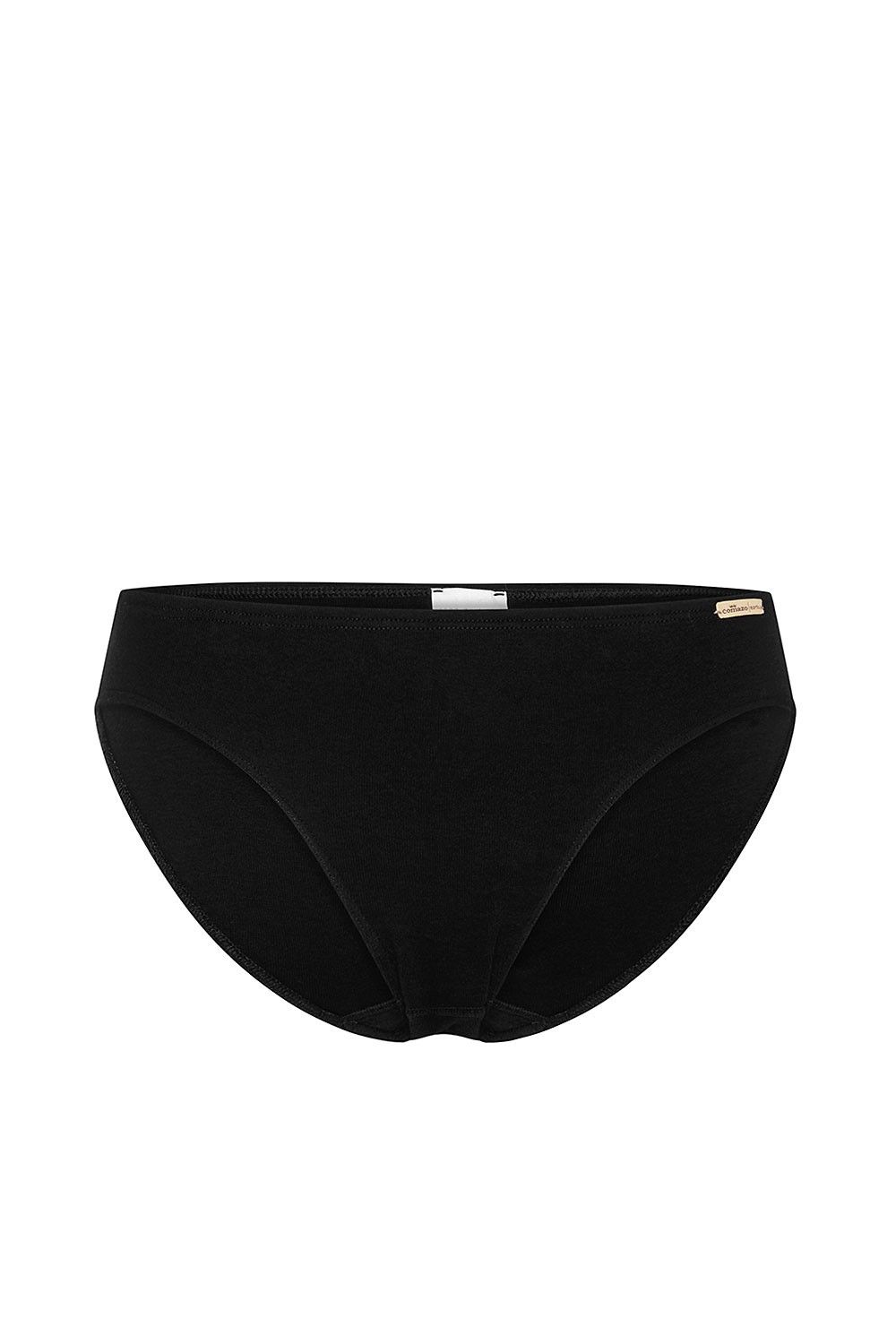 schwarzer Damenslip aus bio Baumwolle (kbA), Freisteller von vorne
