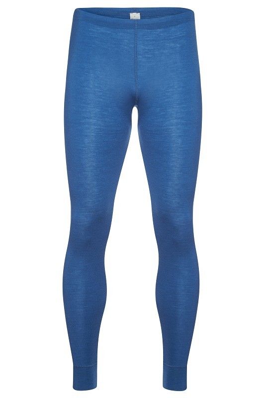 blaue lange Unterhose aus bio Wolle (kbT) für Männer, Freisteller von vorne