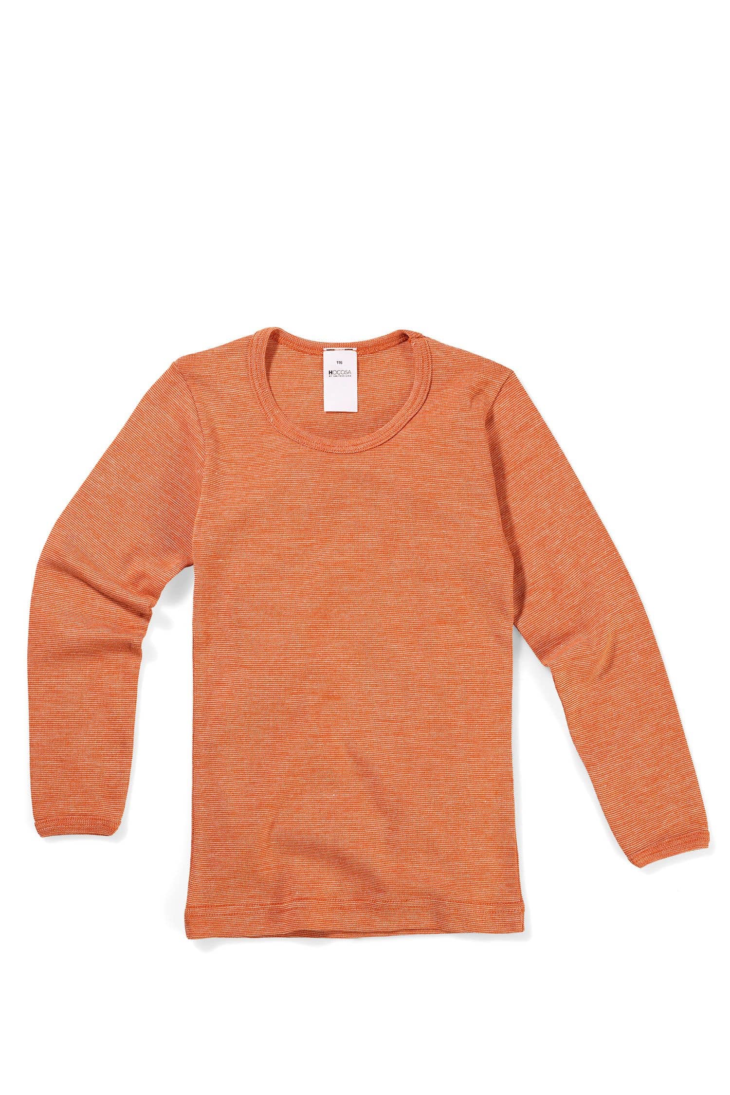 oranges Wollmix Langarmshirt aus bio Wolle (kbT), bio Baumwolle (kbA) und Seide, Freisteller