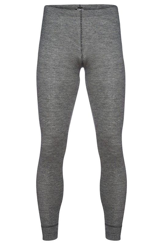 graue lange Unterhosen aus bio Baumwolle (kbA), bio Wolle (kbT) und Seide, Freisteller von vorne Herren