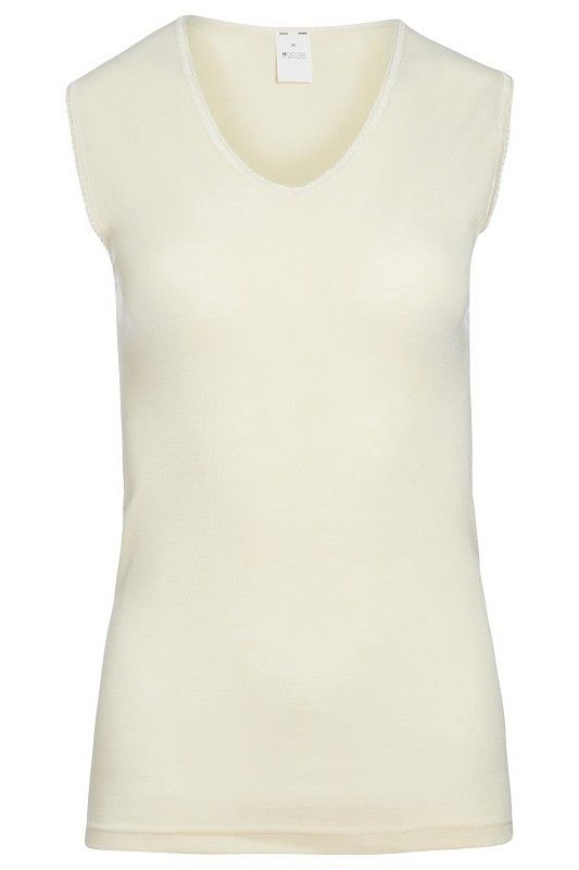 naturweißes Damen Achselhemd aus bio Schurwolle (kbT), Freisteller