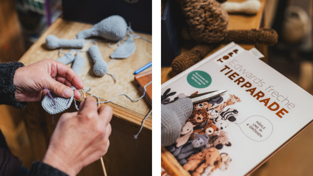 Tiere werden gehäkelt aus dem Buch Edwards freche Tierparade