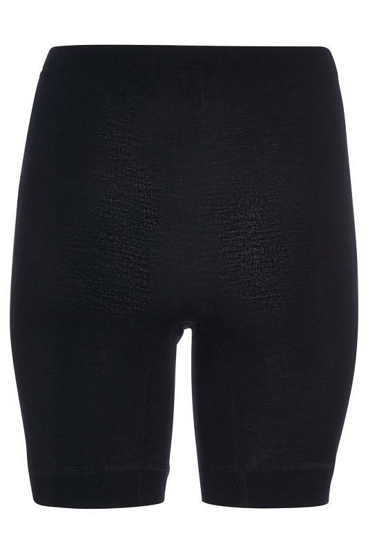 schwarze Radlerhose aus bio Wolle (kbT) und Seide, Freisteller von hinten