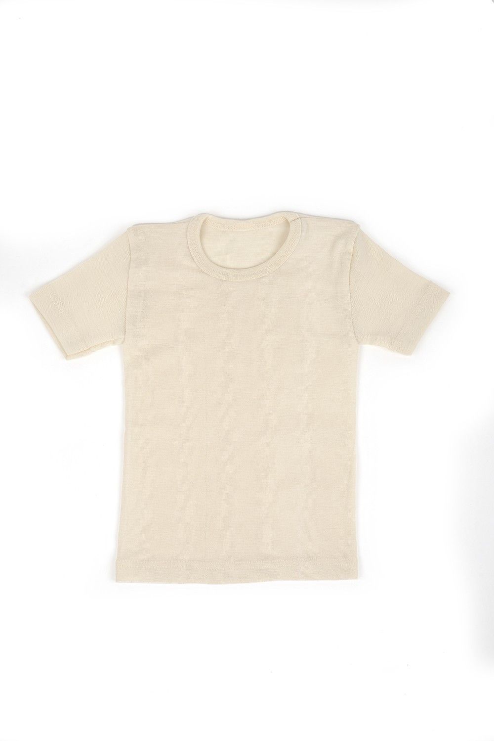 kurzarm Wollunterhemd aus bio Wolle (kbT) naturweiß, Freisteller