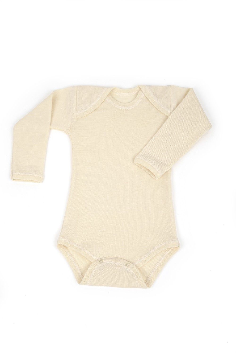 naturweißer Langarmbody aus bio Wolle (kbT) und Seide, Freisteller