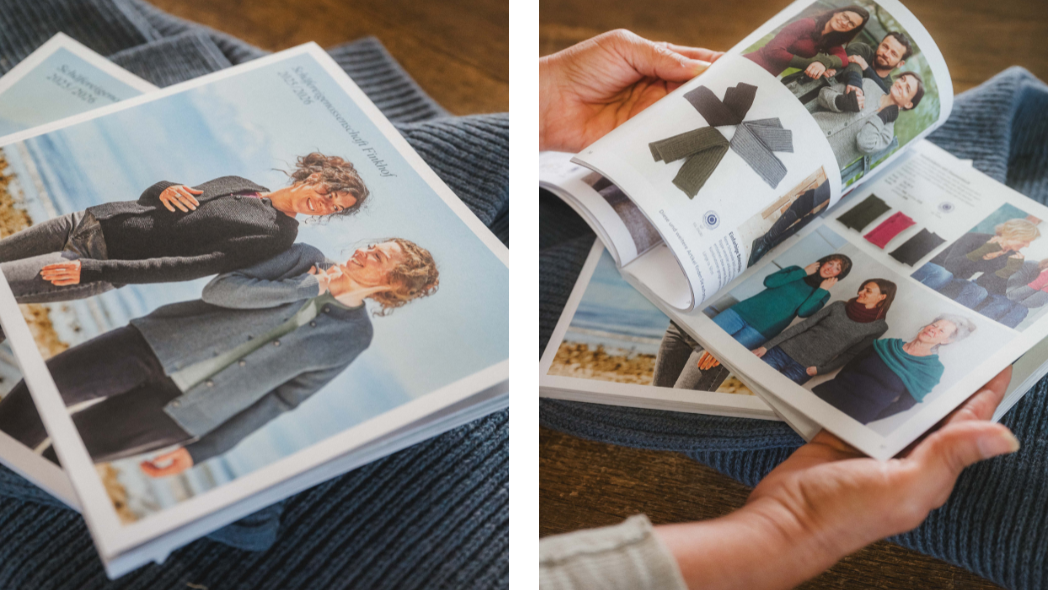 Kostenloser Finkhof Katalog 2025/2026aufgeklappt und mit Cover