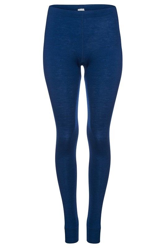 dunkelblaue lange Unterhose für Frauen aus bio Wolle (kbT) und Seide, Freisteller