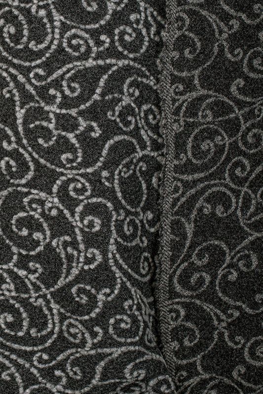 Stoffbahn aus Strickstoff mit Muster in schwarz grau aus bio Wolle (kbT) und bio Baumwolle (kbA)