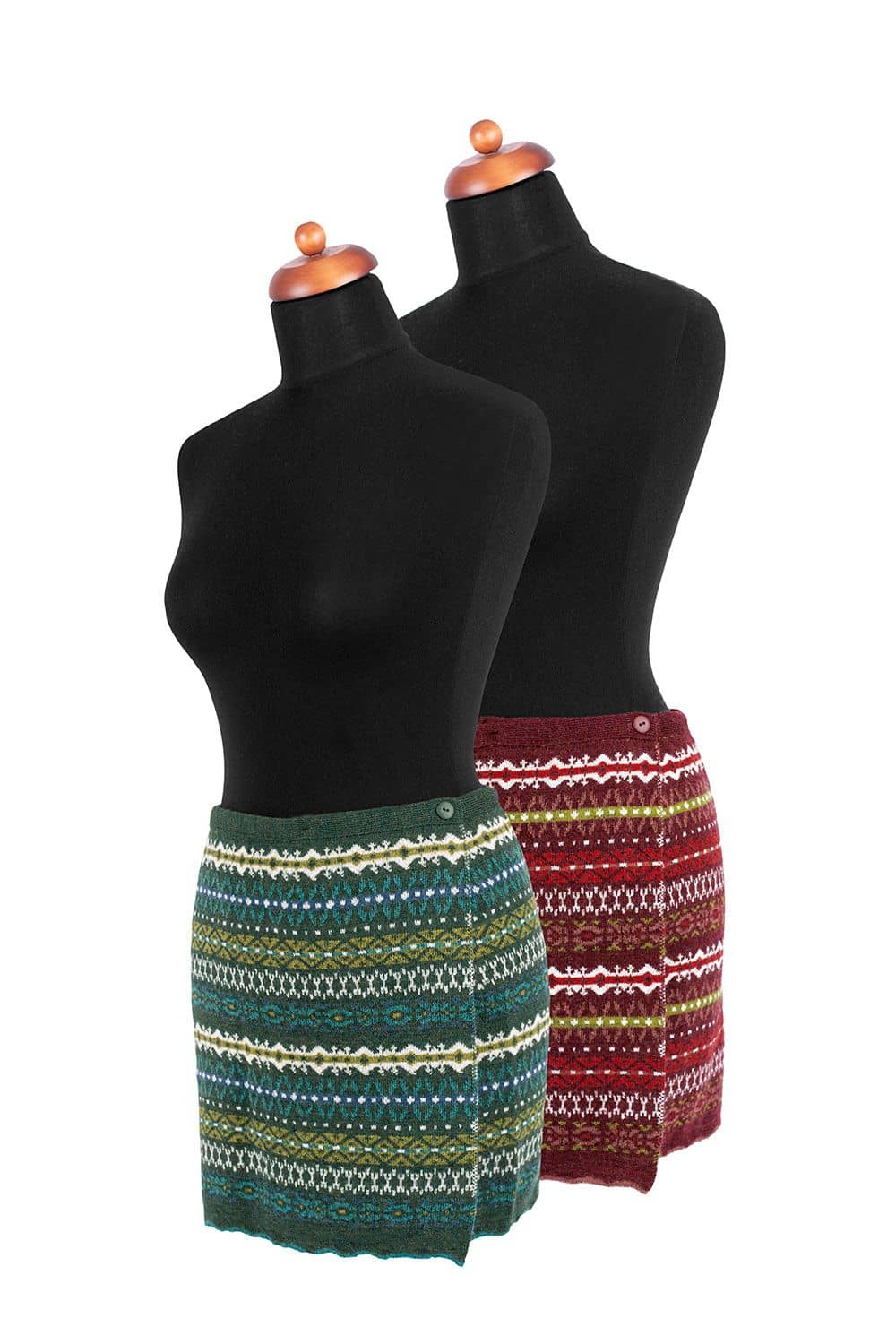 Cacheur Nordic Cacheur in rot und blau im nordic Stil aus bio Wolle (kbT) an Schneiderpuppe