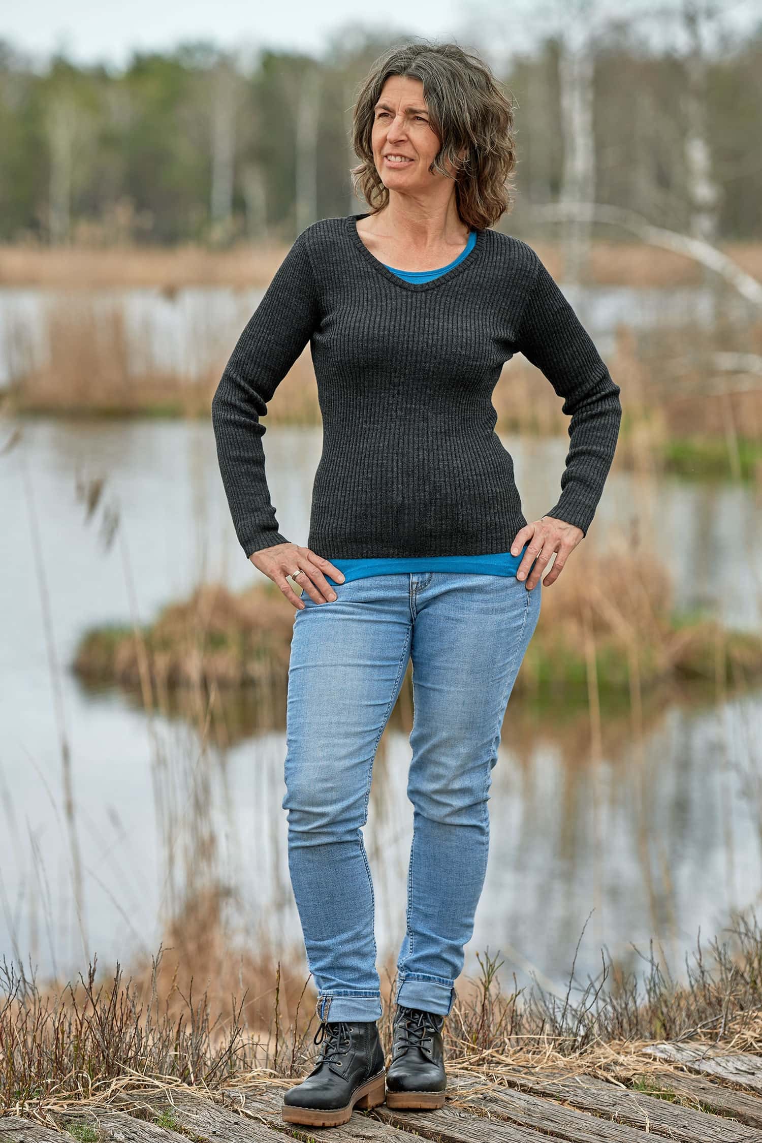 V-Shirt Rippe aus reiner Bio-Schurwolle V-Shirt Rippe aus reiner Bio-Schurwolle