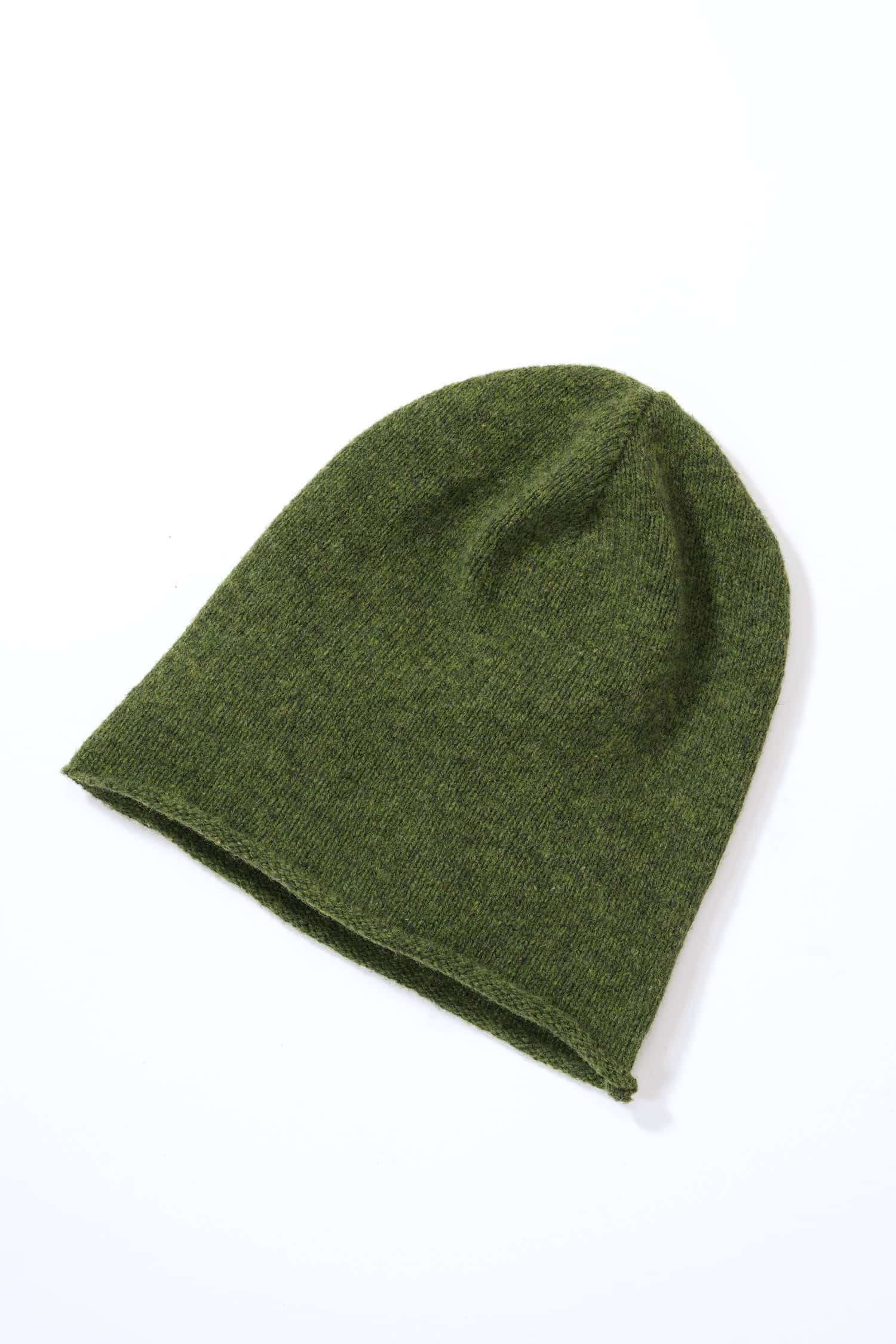 Strickmütze mit Rollrand aus Bio-Wolle grün