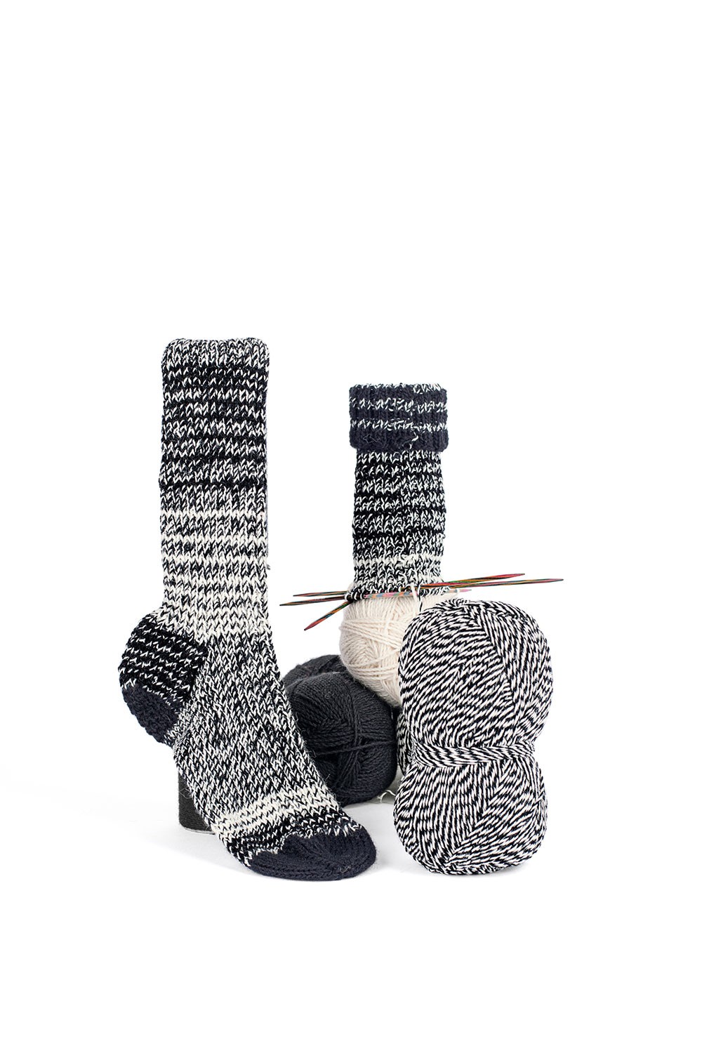 Wolle | naturweiß/schwarz fein Melange | | Sockenwolle Finkhof Wollgarne Sockenwolle |